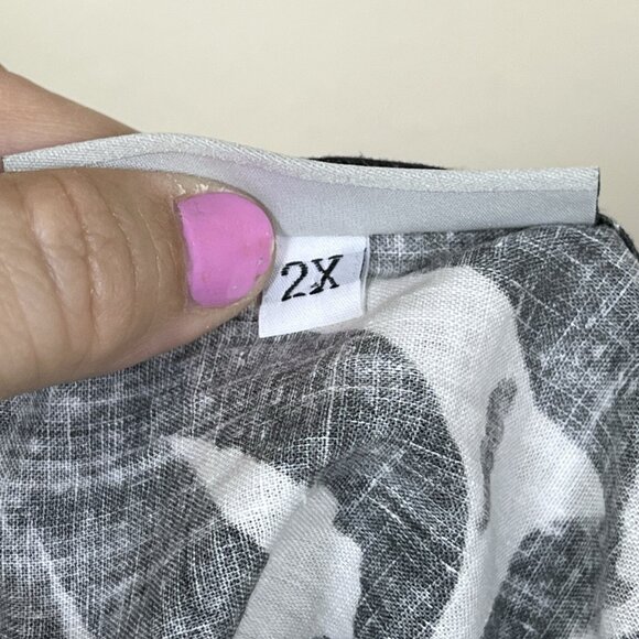 Bryn Walker LINEN COTTON Top Size 2X Long Sleeve Tropical Lagenlook Coastal Boxy - Picture 8 of 16